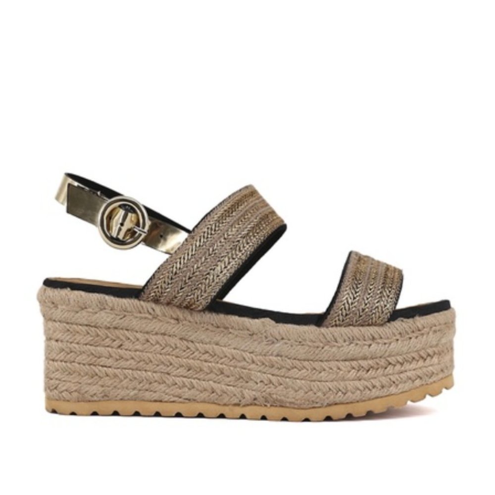 Metallic Wedge Platform Sandals